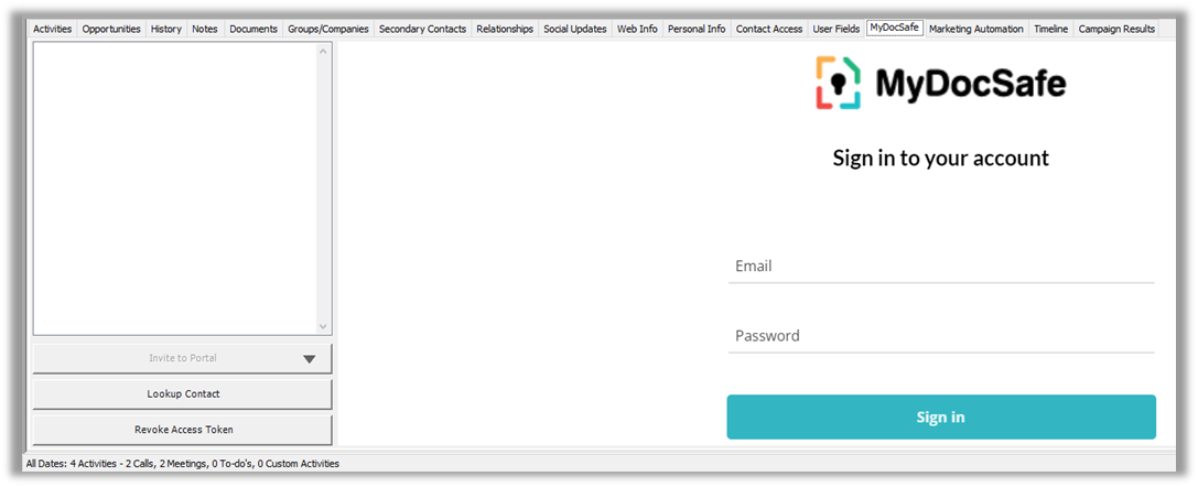 First Time Setup of the MyDocSafe Plugin