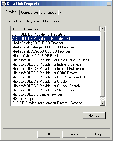 How to Create an OLE DB 2.0 Connection in Act!