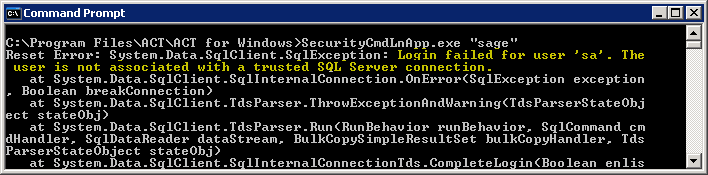 Error: Login failed for user 'sa'. The user is not associated with a ...