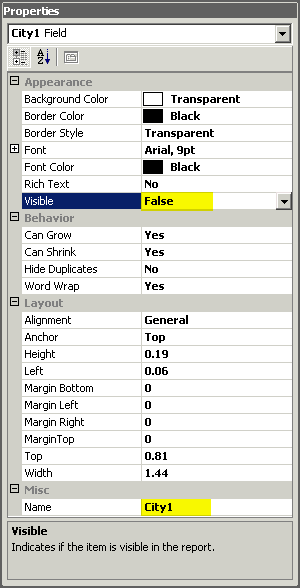 Report Properties Explained