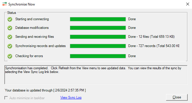 How do I synchronize my remote database?