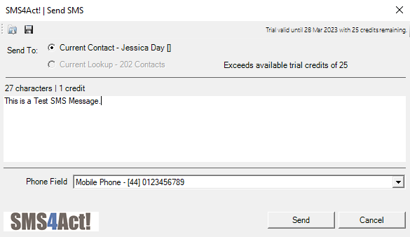 Sending SMS Messages with SMS4Act!