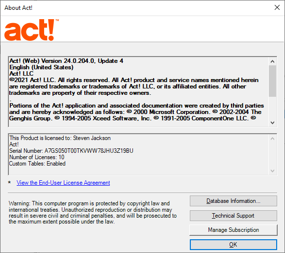 When I click on Marketing Automation within Act! I see 